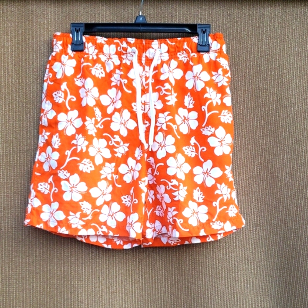 Merona Orange Floral Swim Trunks